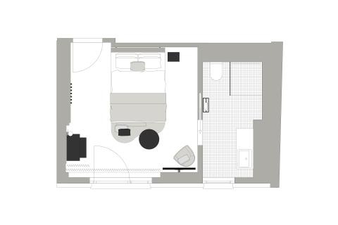 Outline of hotel room in Schwabing hotel